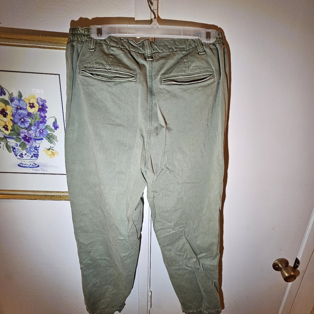 American Eagle Women's Pants Straight High Rise  Stretch Olive Green - Picture 2 of 3